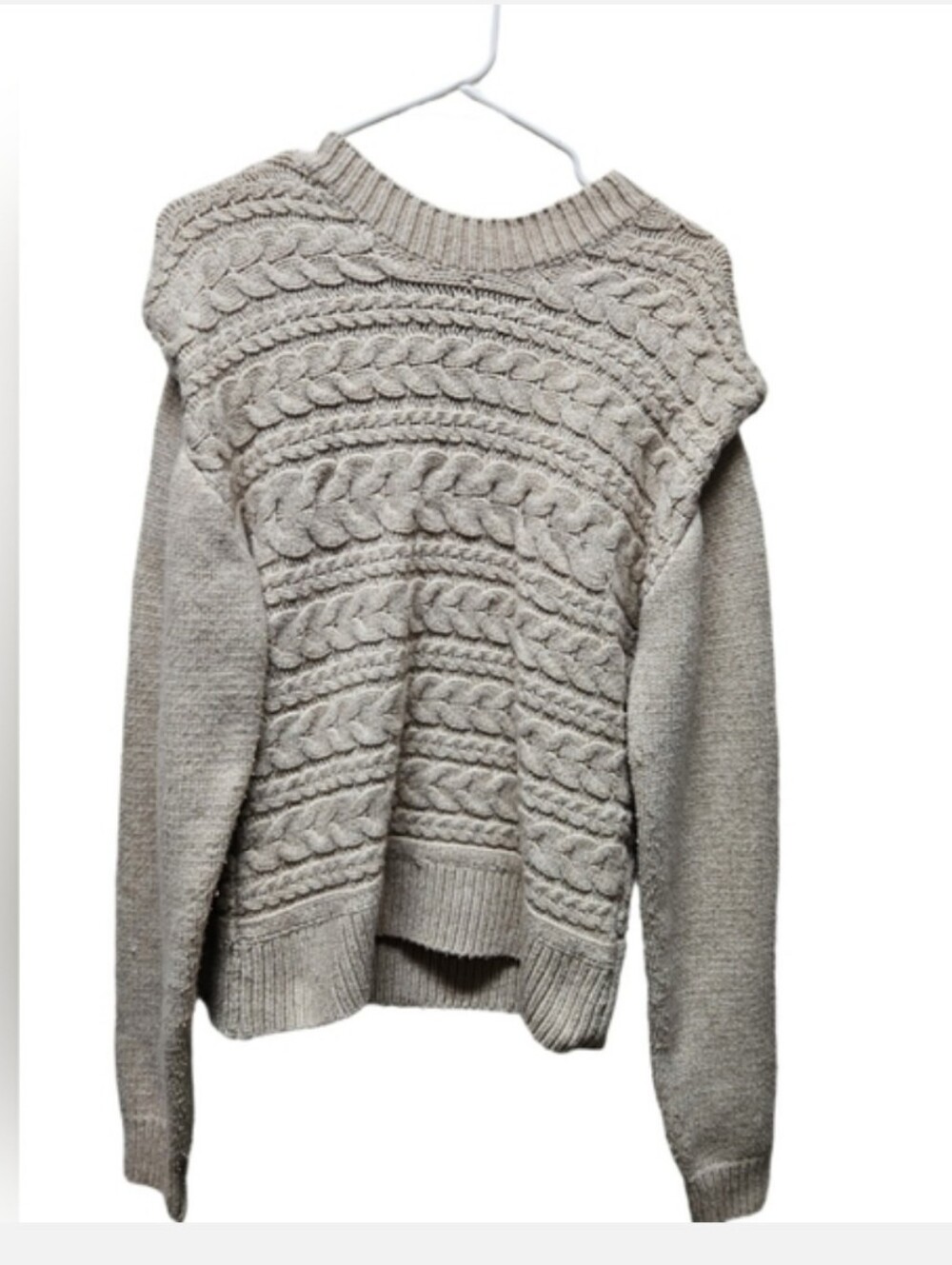 Blank NYC Cable Knit Crewneck Sweater - Cream Sz. Large EUC